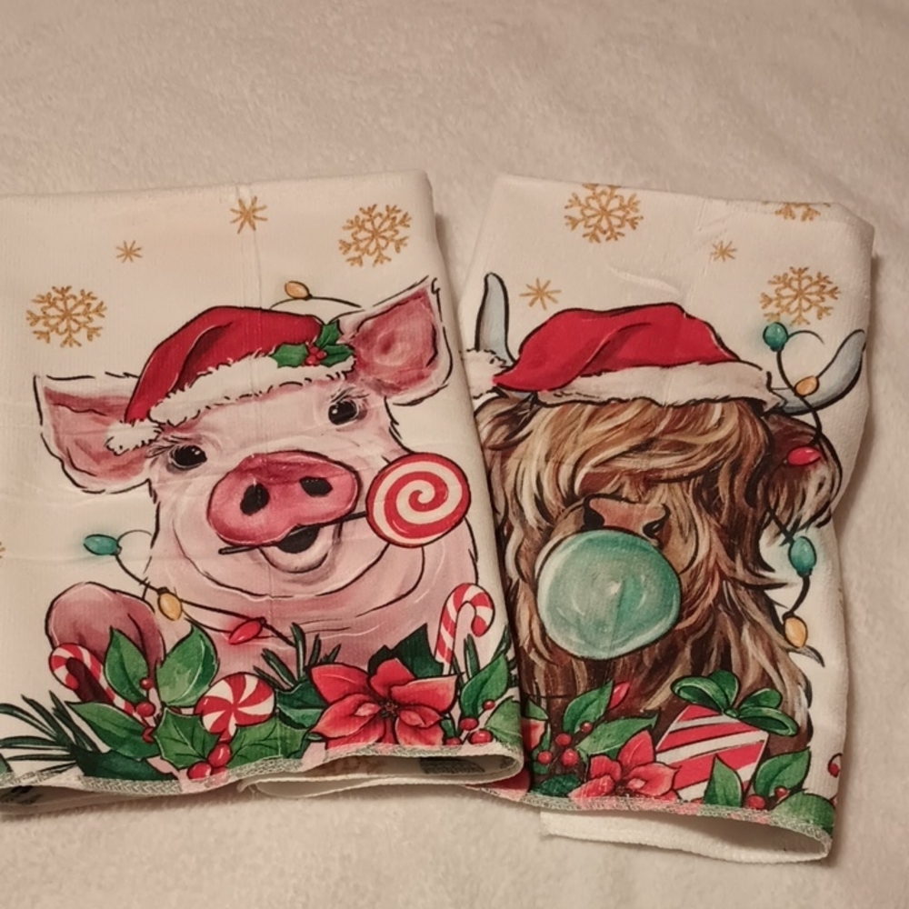 Festive Animal Print Kitchen Towels